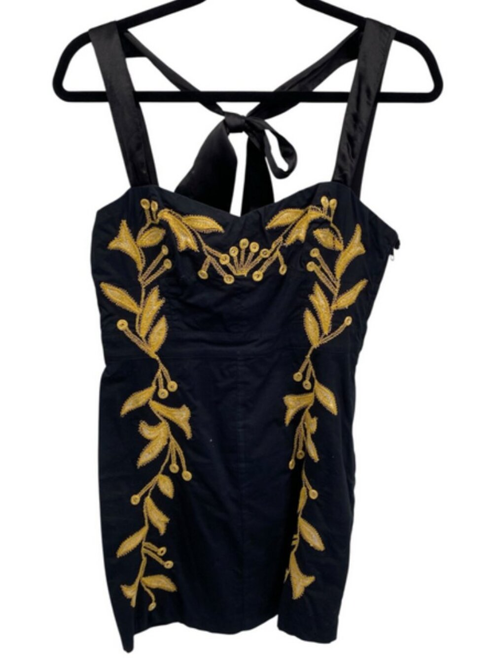 Free People Gold Leaf Motif Mini Dress Sz. 6